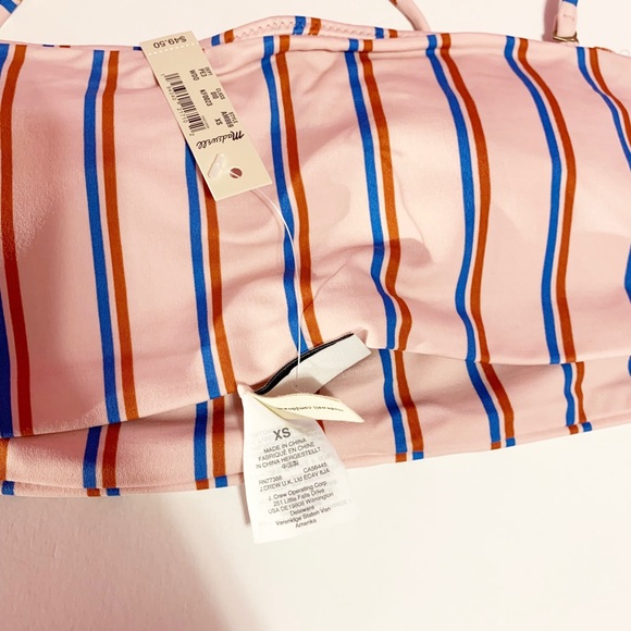 Madewell Second Wave Spaghetti Strap Bandeau Bikini Top Paseo Stripe Size XS - Picture 3 of 6